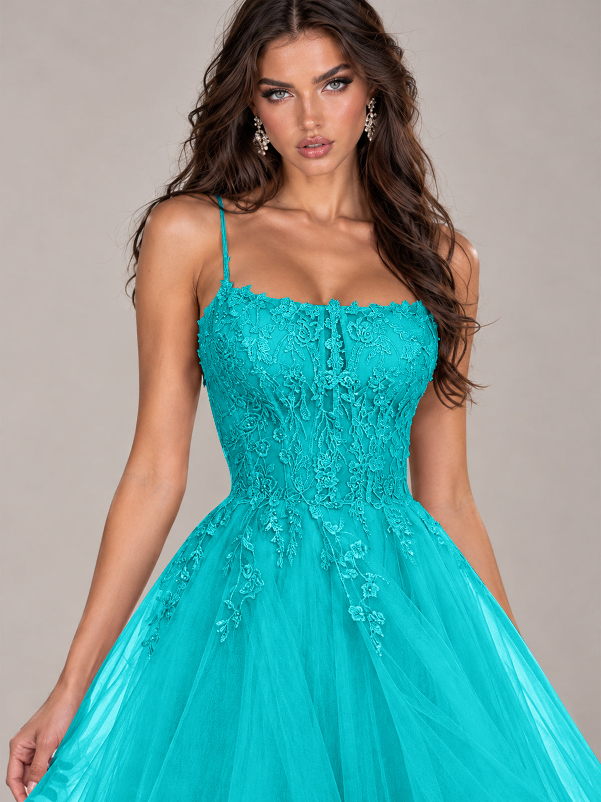 Lace Corset Ball Gown Prom Dress with Cascading Tulle Ruffles