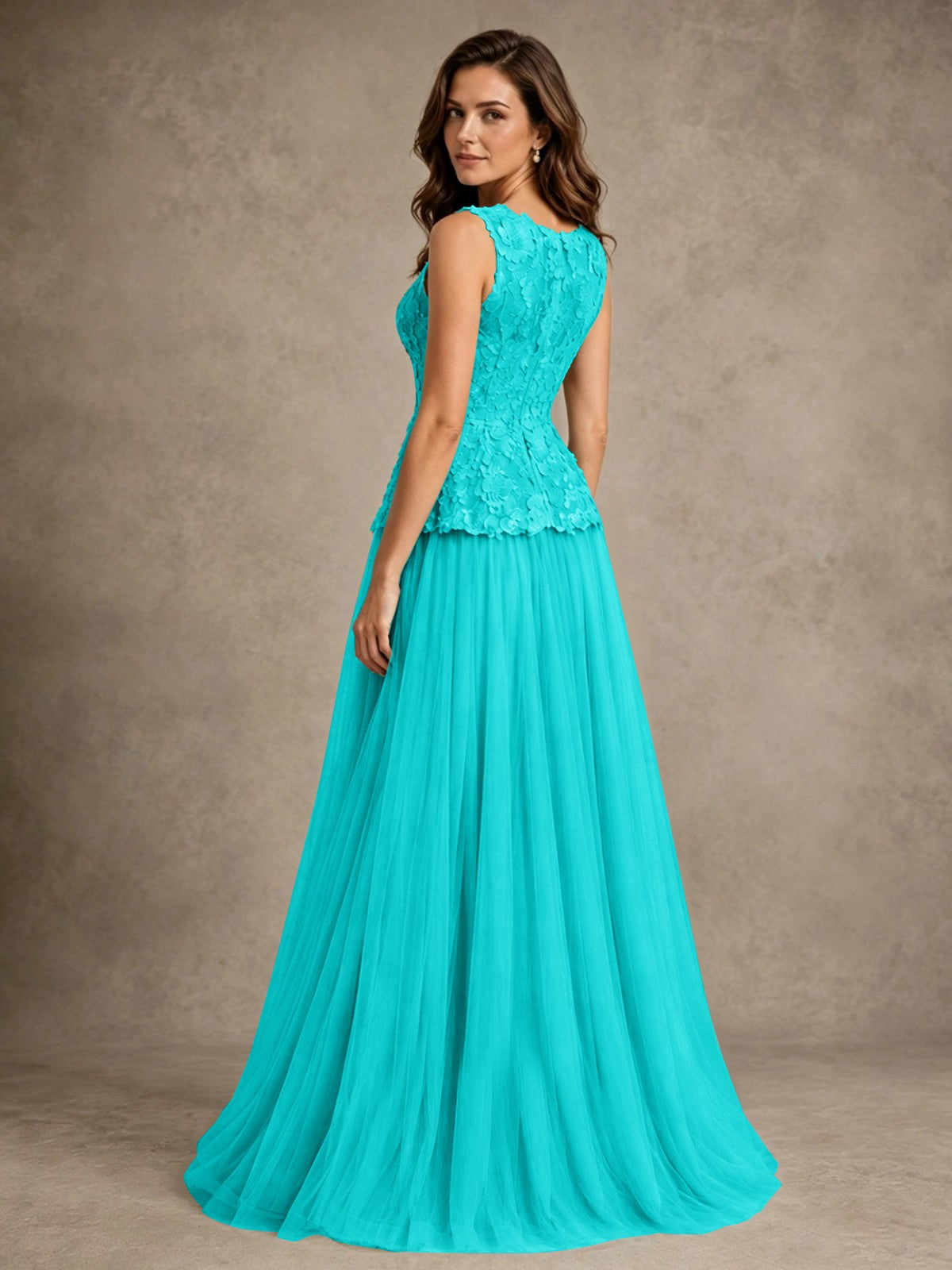 A-Line Chiffon Mother of the Bride Dress with Lace Appliques