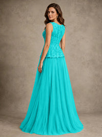 A-Line Chiffon Mother of the Bride Dress with Lace Appliques