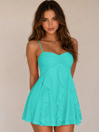 Spaghetti Straps Ruched Sweetheart Short Homecoming Dresses