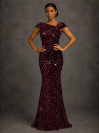 Sequin Off Shoulder Mermaid Prom Dress