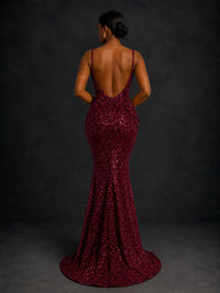 Sequin Mermaid Prom Dress with Floral Applique