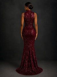 Sparkly Sequin High Neck Mermaid Prom Dress