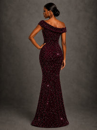 Sequin Off Shoulder Mermaid Prom Dress