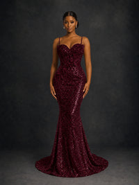 Sequin Mermaid Prom Dress with Floral Applique