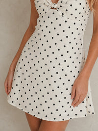 White Polka Dot Chiffon Tie-Front Mini Dress