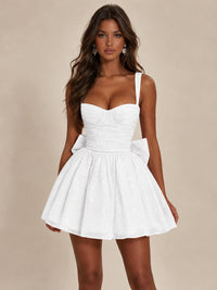Sweetheart Glitter Tulle Puffy Mini Dress with Bow