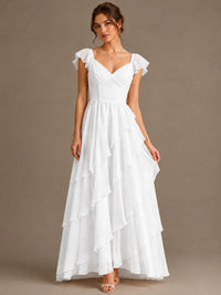 Ruffle Tiered V Neck Maxi Dress