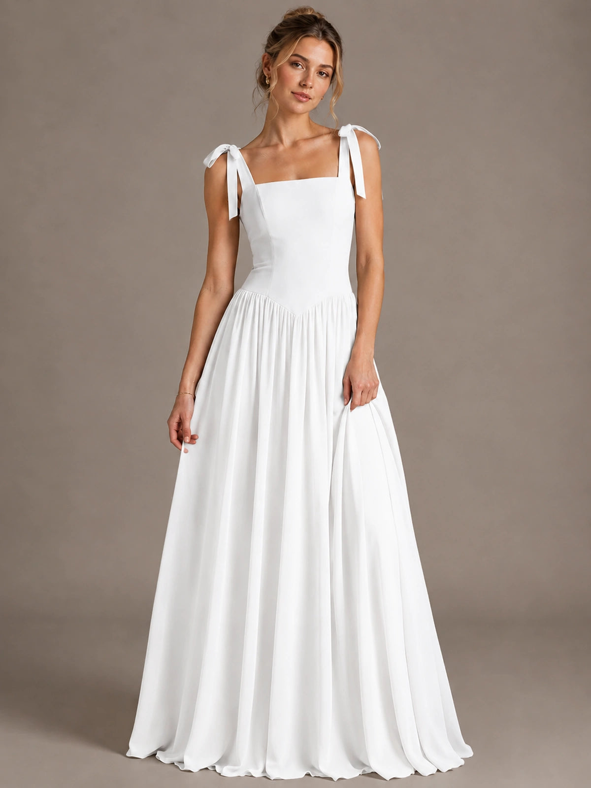 Square Neck A-Line Maxi Dress