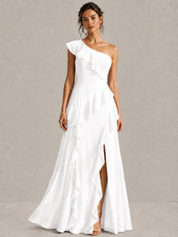 Sage Green One Shoulder Ruffle Bridesmaid Dress