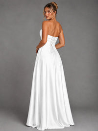 Sweetheart Neck Strapless Satin A-Line Prom Dress