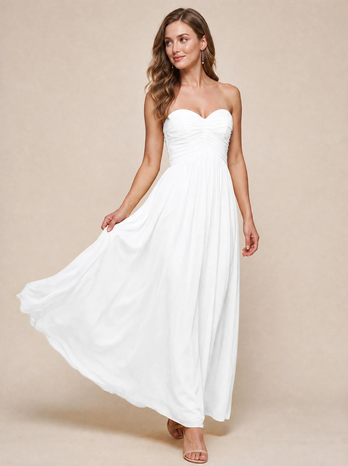 Strapless Pleated Chiffon A-Line Bridesmaid Dress