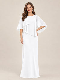White-Chiffon 2 Piece A Line Mother of The Bride Dresses with Cape