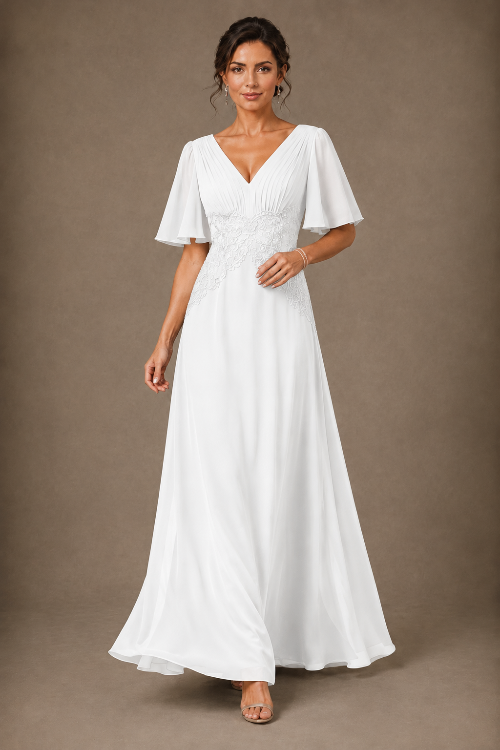 A-Line Chiffon Mother of the Bride Dress with Applique