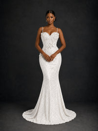 Sequin Mermaid Prom Dress with Floral Applique