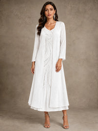 Sequin Chiffon Mother of the Bride Dress with Jacket