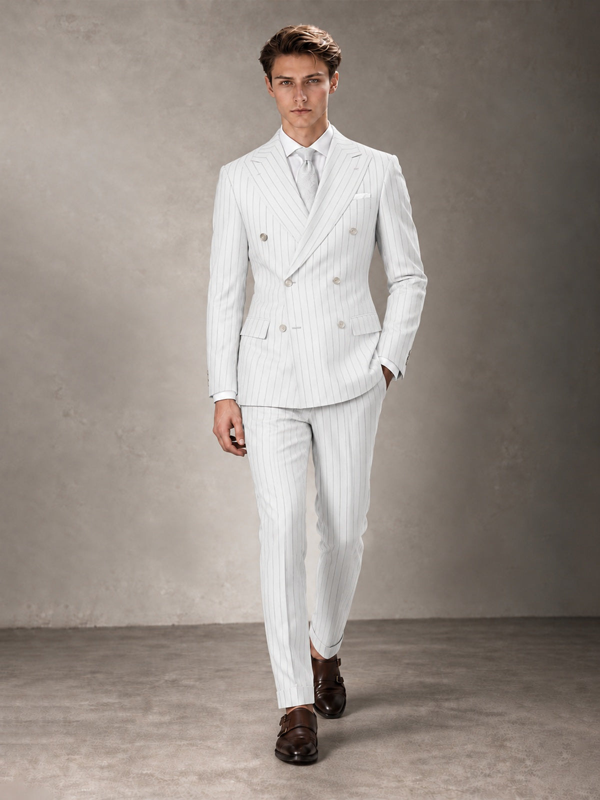 Double Breasted Pinstripe Men's Suit 2 Piece (Jacket & Pants) for Wedding & Formal Prom