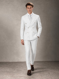Double Breasted Pinstripe Men's Suit 2 Piece (Jacket & Pants) for Wedding & Formal Prom