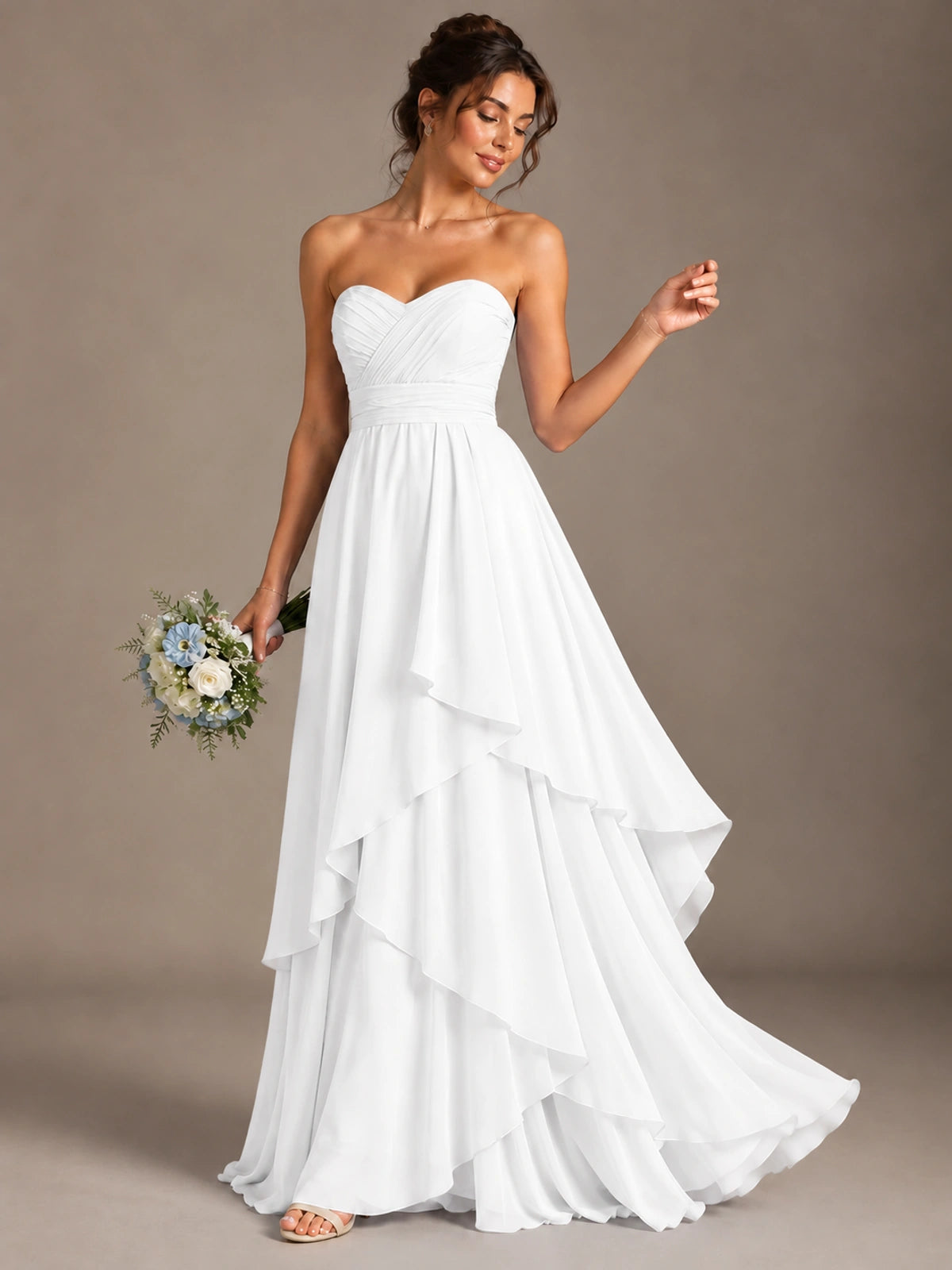Strapless Ruffle A-Line Maxi Dress