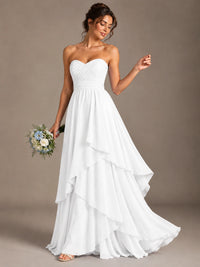 Strapless Ruffle A-Line Maxi Dress