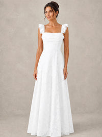Jacquard Square Neck A-Line Maxi Dress