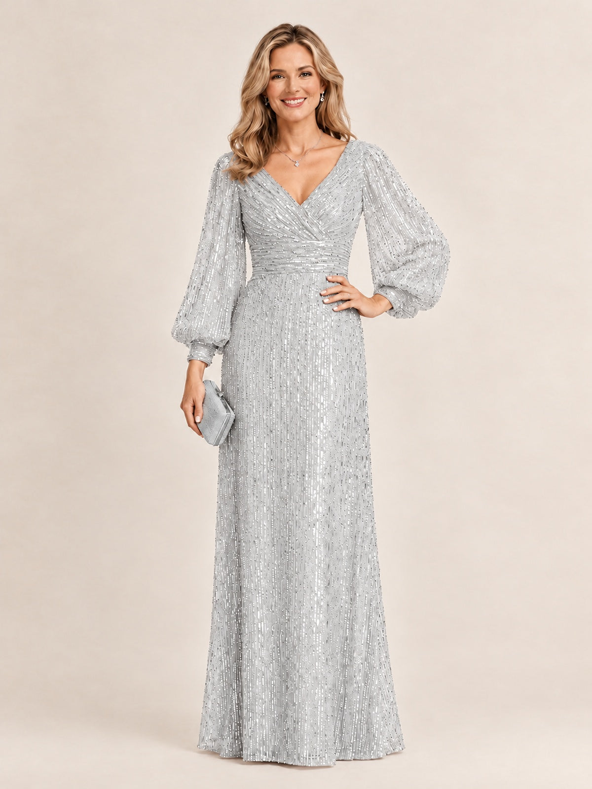 Sparkle Sequin Mother of The Bride Dresses with Long Sleeves
