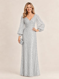 Sparkle Sequin Mother of The Bride Dresses with Long Sleeves