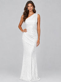 Sequin Mermaid One Shoulder Prom Dress Long formal Gown