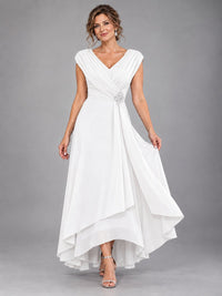 Cap Sleeve Chiffon A-Line Mother of the Bride Dress