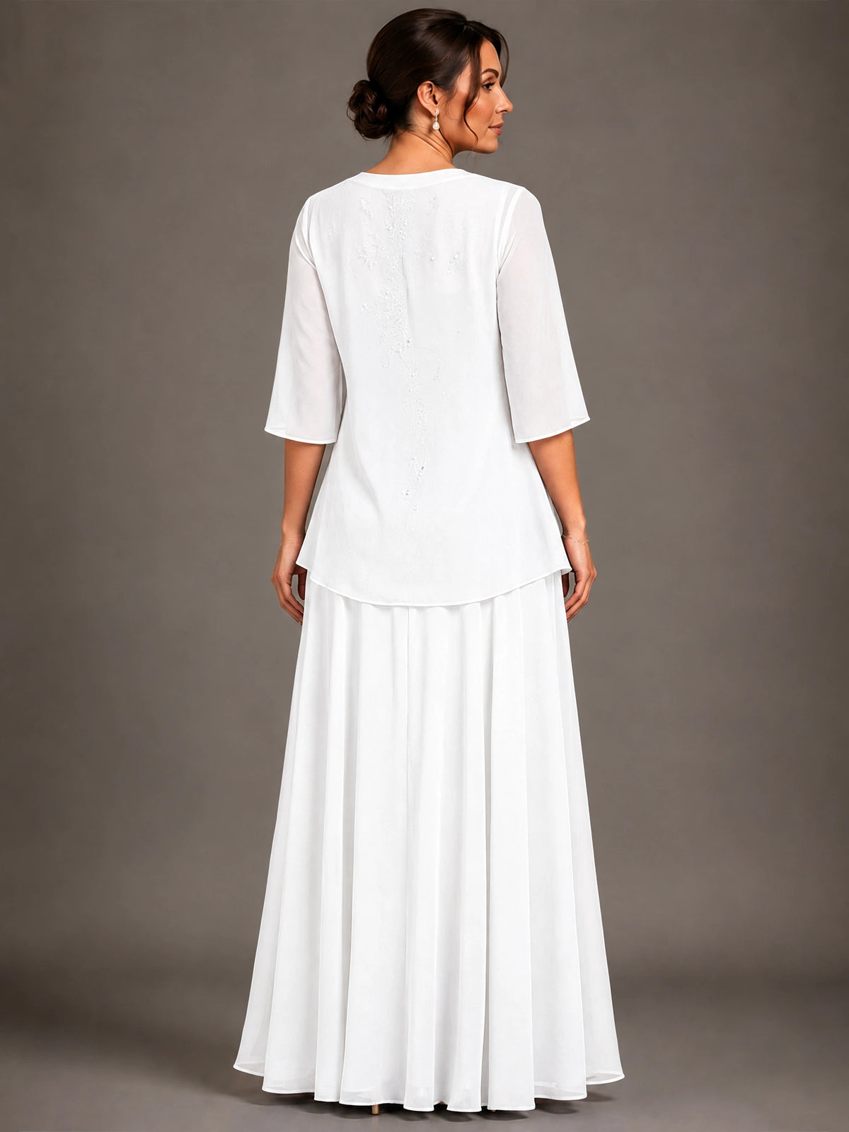 A-line 2 Pieces Chiffon Appliques Mother of The Bride Dresses with Jackets