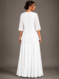A-line 2 Pieces Chiffon Appliques Mother of The Bride Dresses with Jackets
