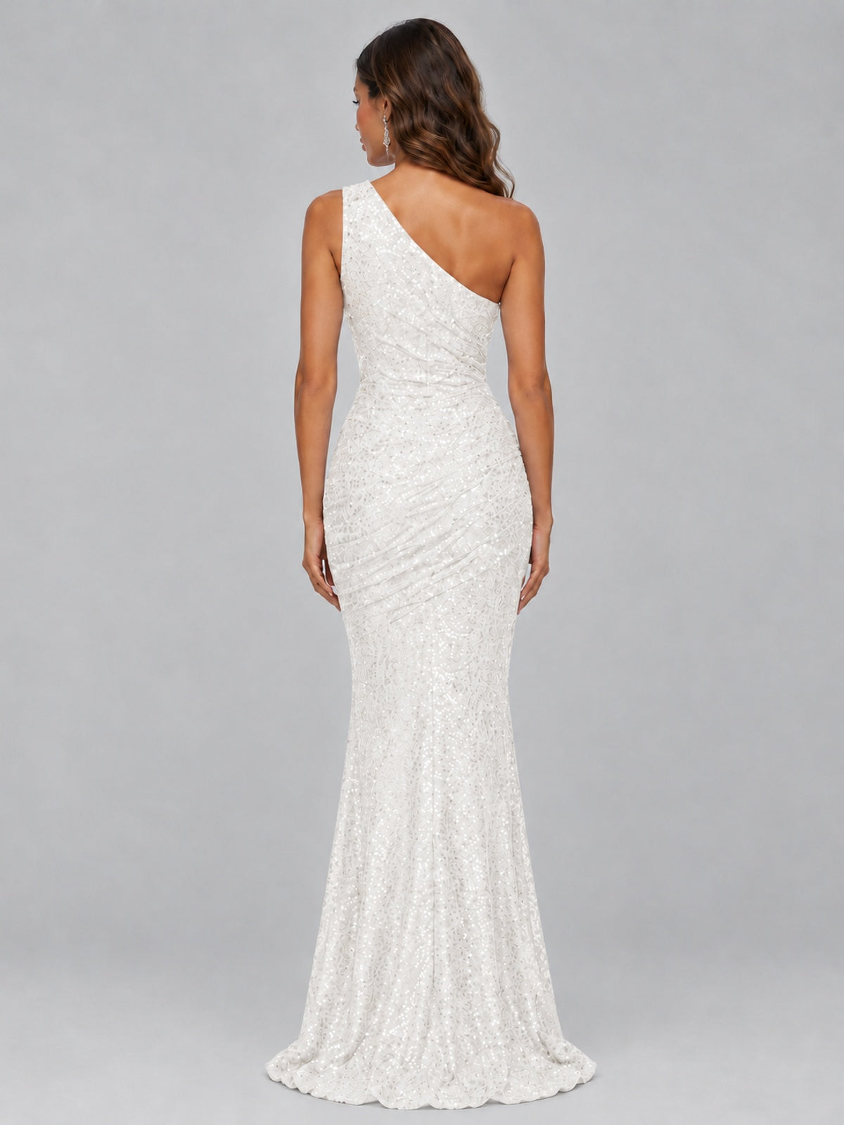 Sequin Mermaid One Shoulder Prom Dress Long formal Gown