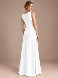 3D Floral Applique Sleeveless Formal Maxi Dress