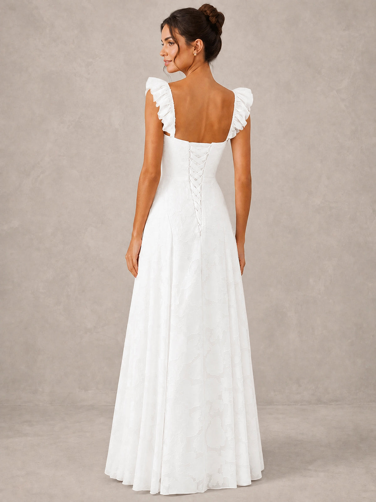 Jacquard Square Neck A-Line Maxi Dress