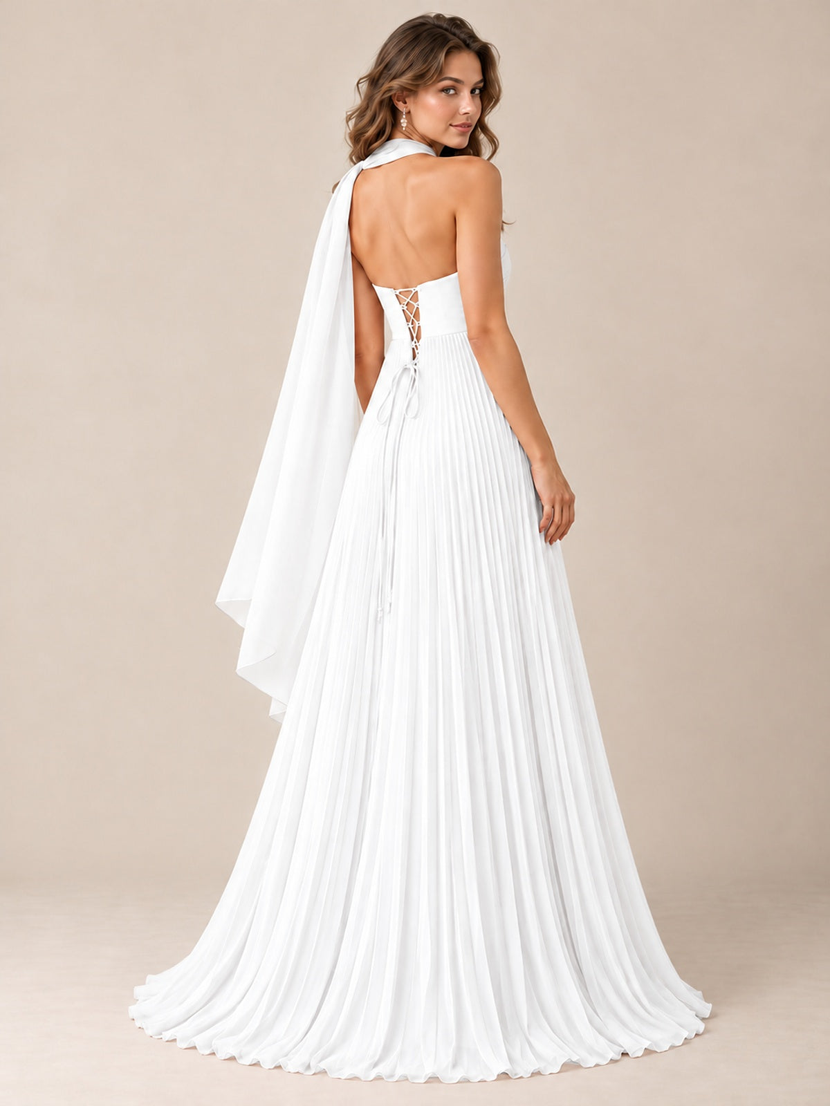 Sweetheart Neckline Pleated Prom Dress Strapless A-line Formal Dress with Flowy Scarf