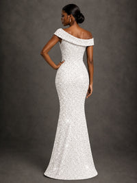 Sequin Off Shoulder Mermaid Prom Dress