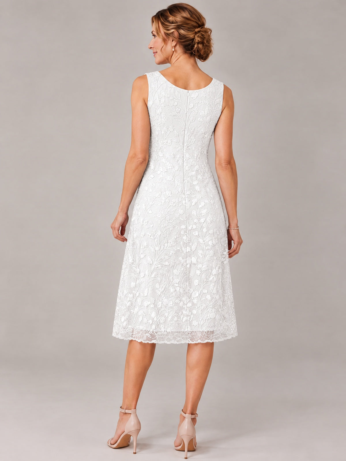 Tea Length Sequin Lace Mother of The Bride Dress with Chiffon Jacket