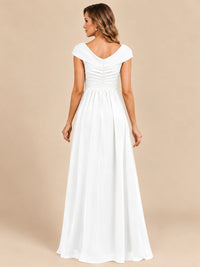Cap Sleeve Mother of The Bride Dresses Long Chiffon Formal Gowns