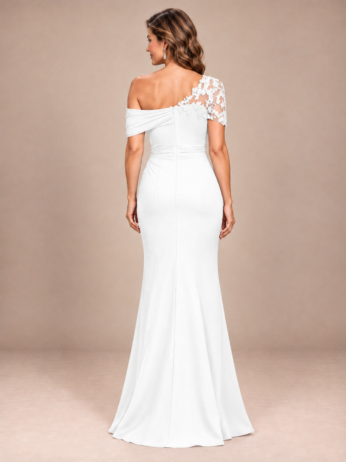 One Shoulder Chiffon Mother of The Bride Dress