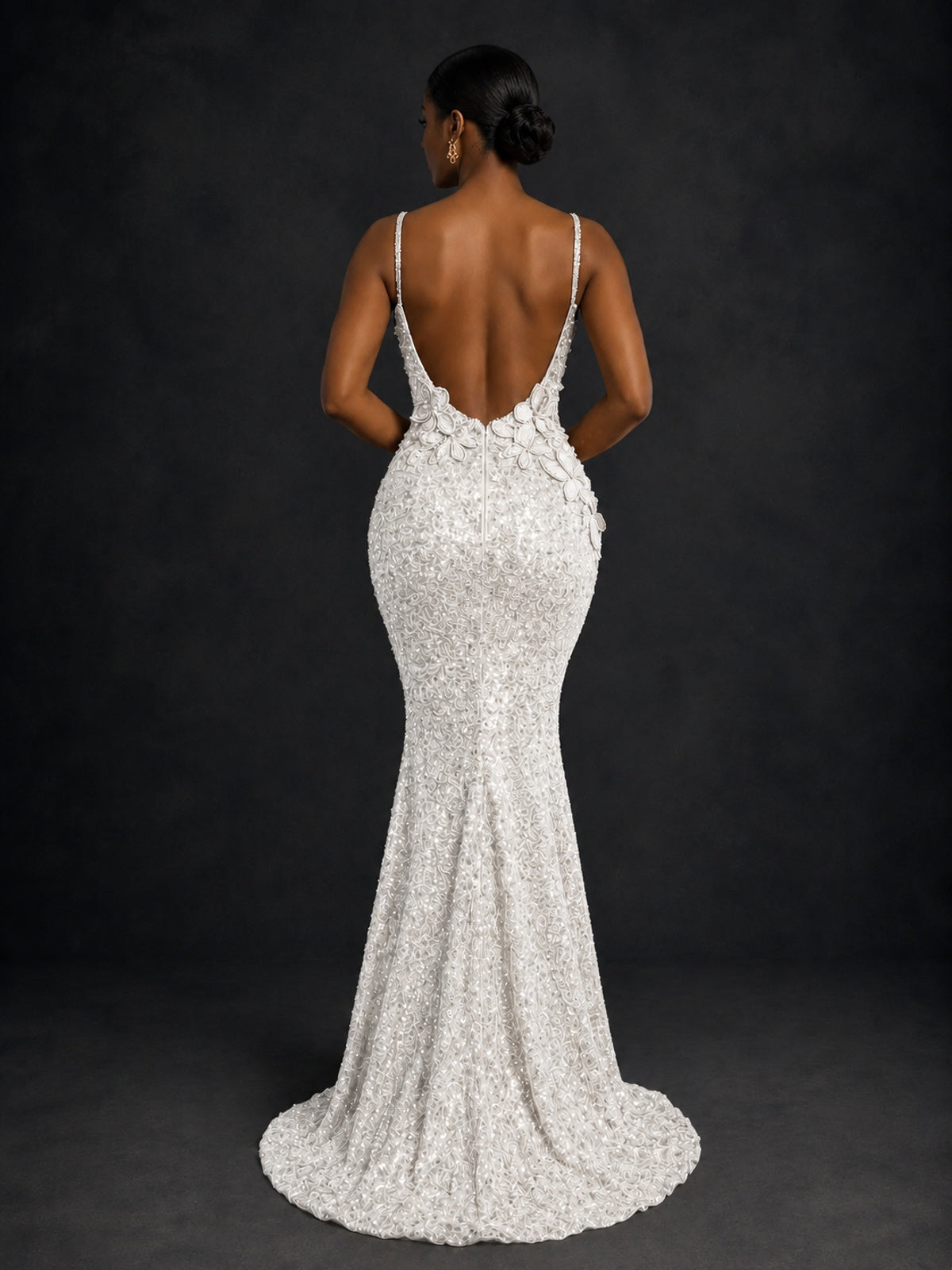 Sequin Mermaid Prom Dress with Floral Applique
