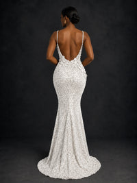Sequin Mermaid Prom Dress with Floral Applique
