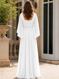 Elegant V-Neck Sequined Chiffon Mother of the Bride Dress with Flutter Sleeves
