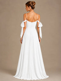 A-Line Ruffles Chiffon Bridesmaid Dress with Slit