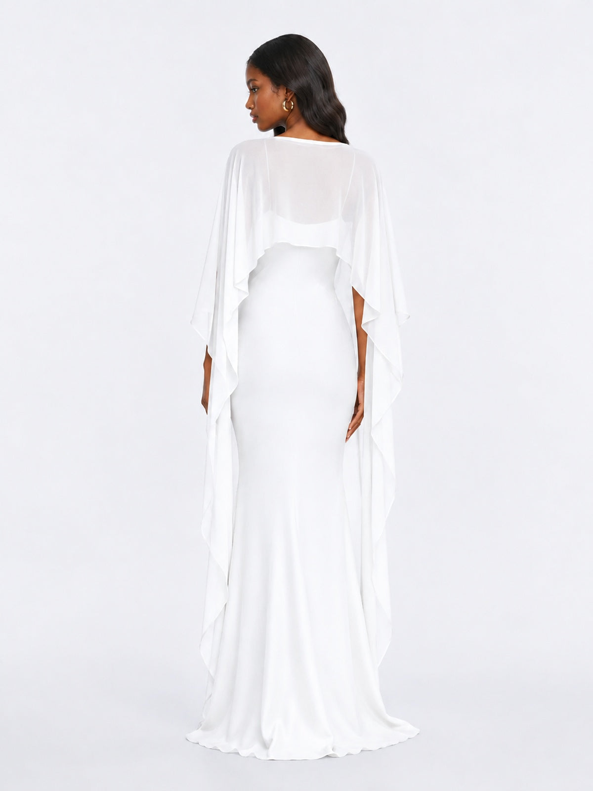 Satin Cape Prom Dresses Meramid Maxi Dress