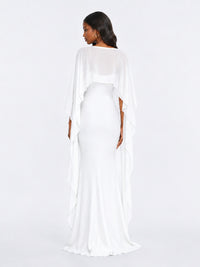 Satin Cape Prom Dresses Meramid Maxi Dress