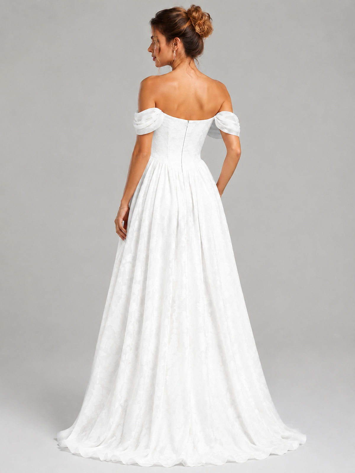 Off Shoulder Jacquard A-Line Maxi Dress