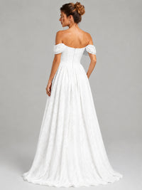 Off Shoulder Jacquard A-Line Maxi Dress