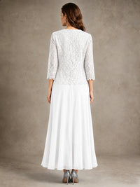 2-Piece Chiffon Mother of the Bride Dress with Lace Jacket