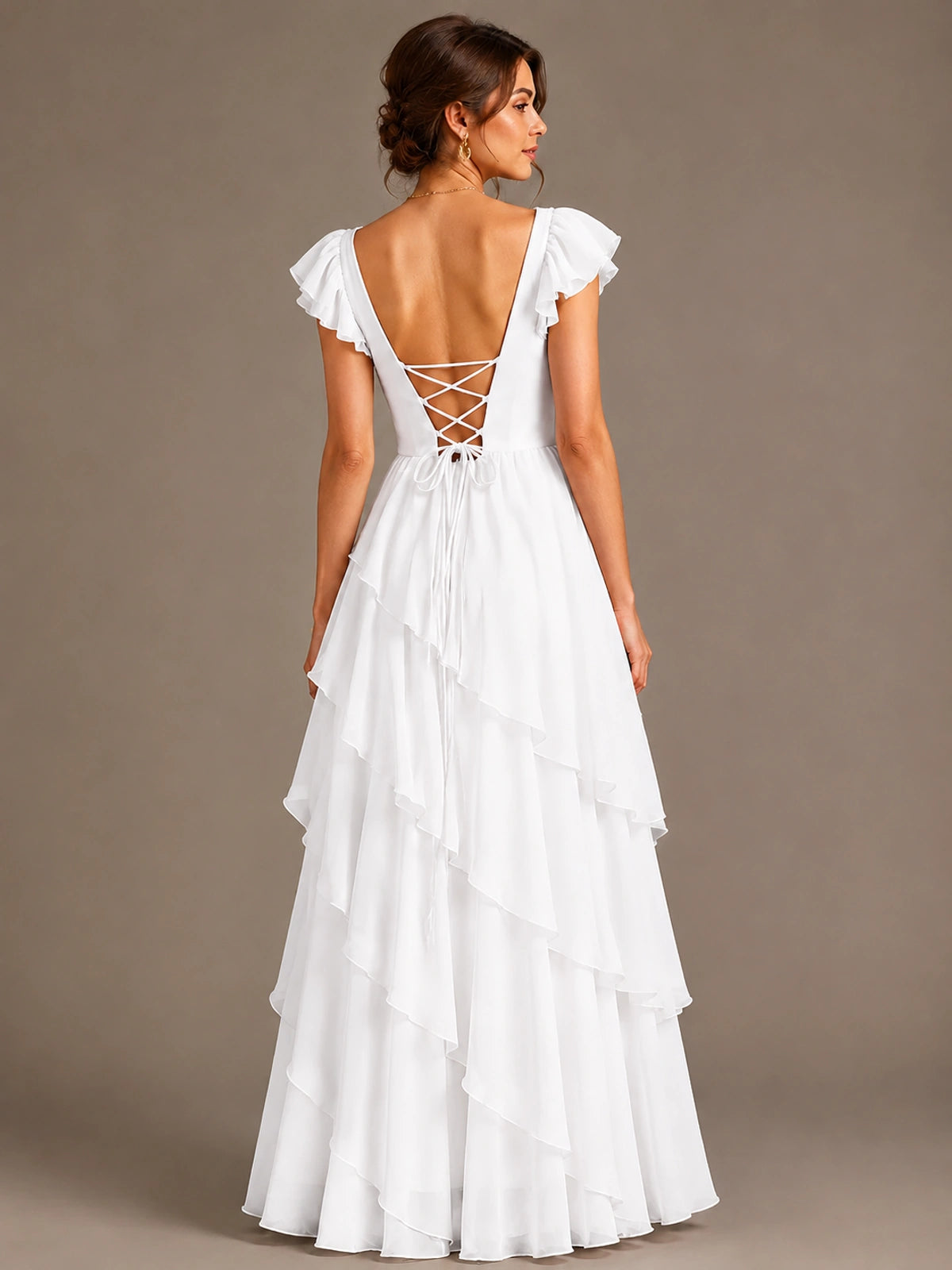 Ruffle Tiered V Neck Maxi Dress