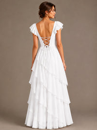 Ruffle Tiered V Neck Maxi Dress
